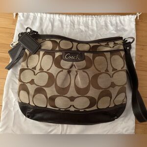 Coach Signature Brown and Tan Messenger Bag